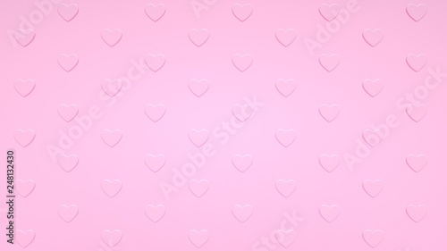 Pastel Pink Heart Background. Pattern, Texture - Valentine's Day - 3D Illustration