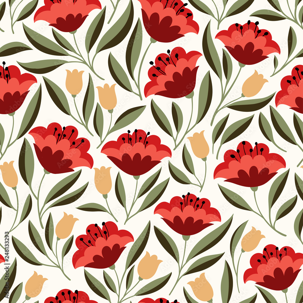 Folk Flowers seamless pattern Folk Flowers seamless pattern