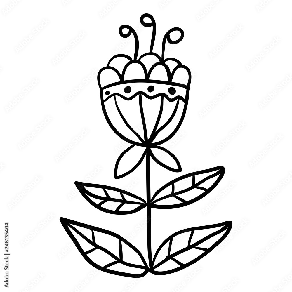 Cartoon doodle linear fantasy flower isolated on white background. Vector illustration. Cartoon doodle linear fantasy flower isolated on white background. Vector illustration.