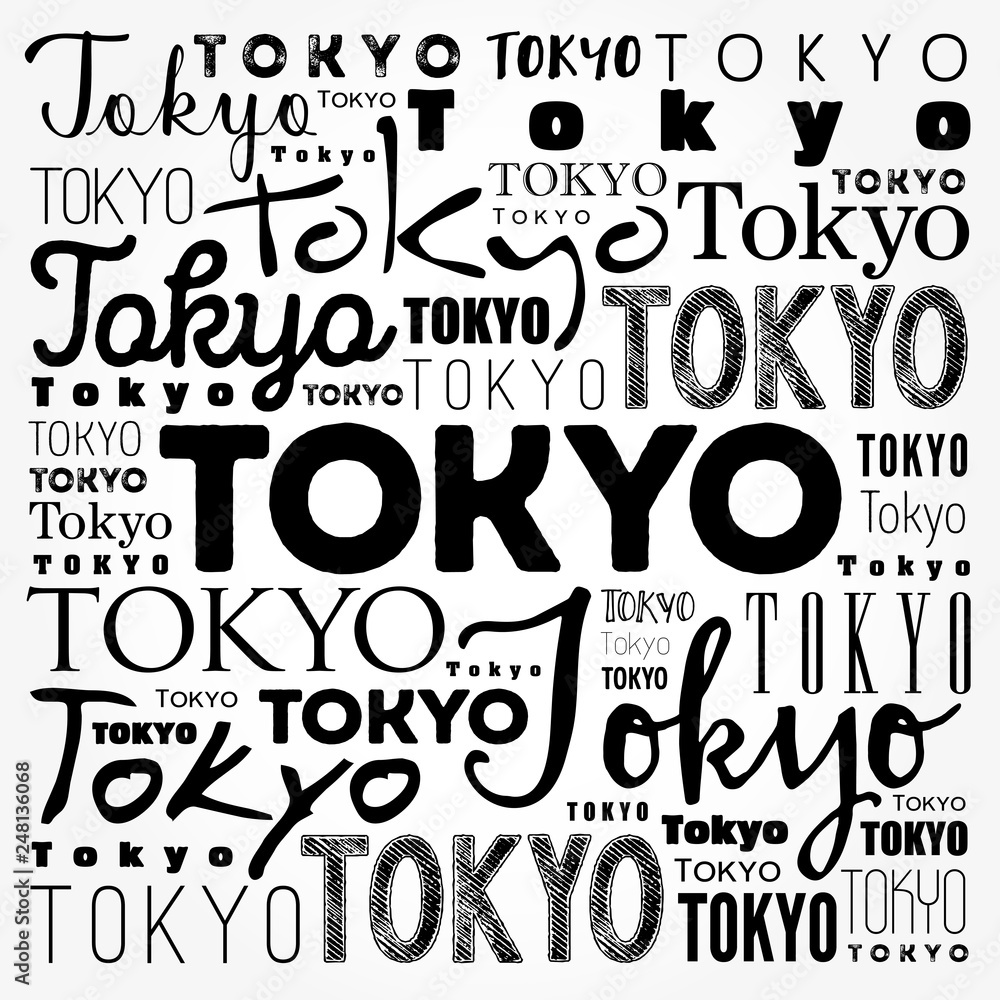 Tokyo wallpaper word cloud, travel concept background