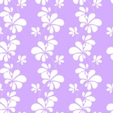Modern botanical seamless vector pattern. Lupine leaves white shapes  sillhouettes in strips on light violet background.