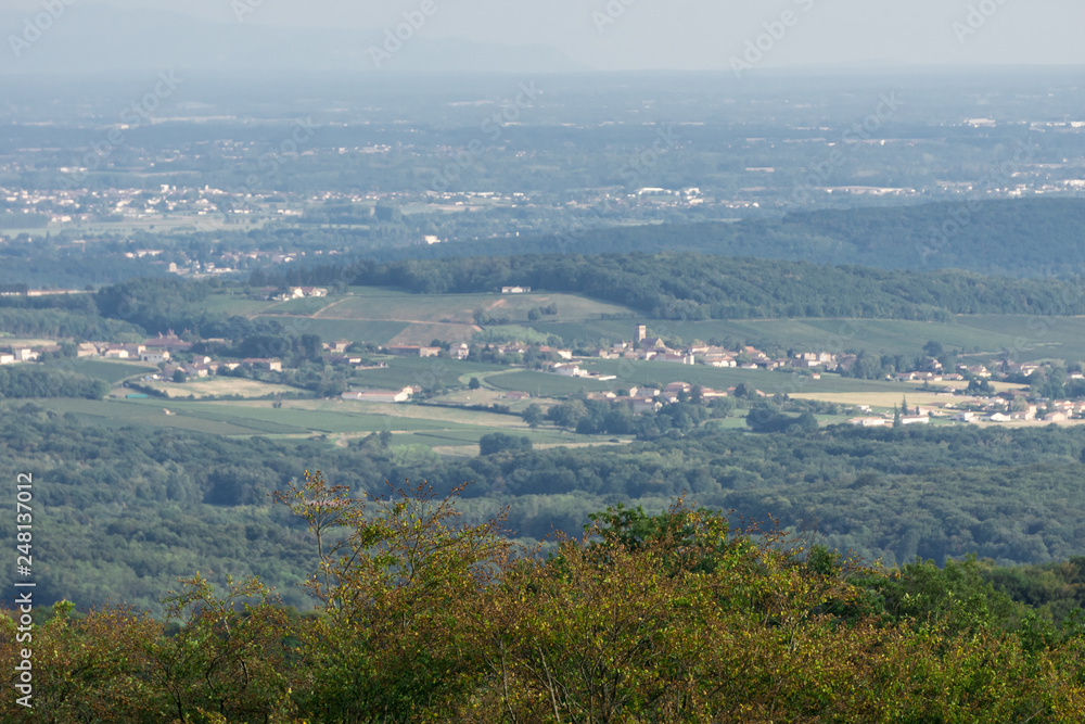 Panoramic view at rural landscape of Bourgogne. Burgundy, France.