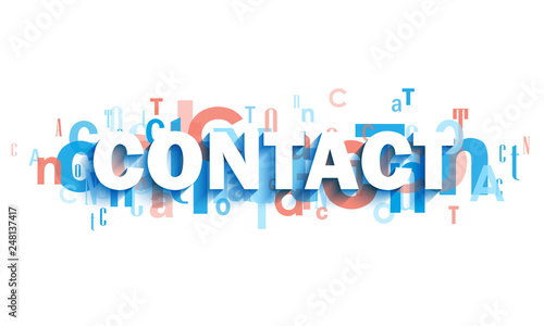 CONTACT blue and coral typography banner