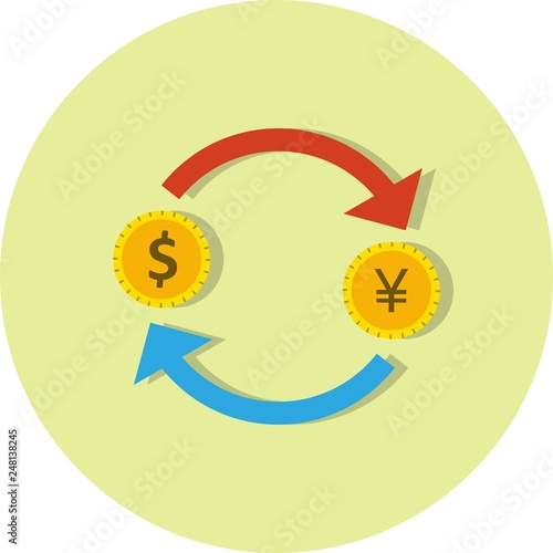 Vector Exchange yen With Dollar Icon