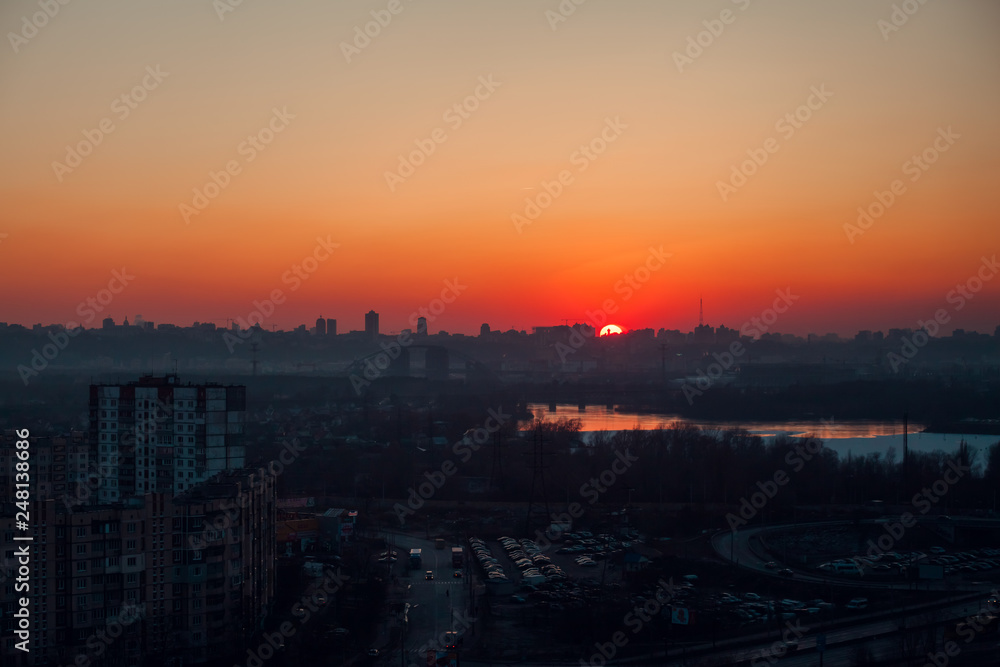 Sunset over the city