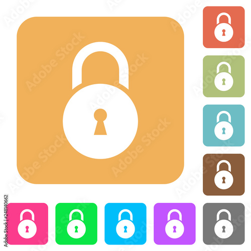 Locked round padlock with keyhole rounded square flat icons