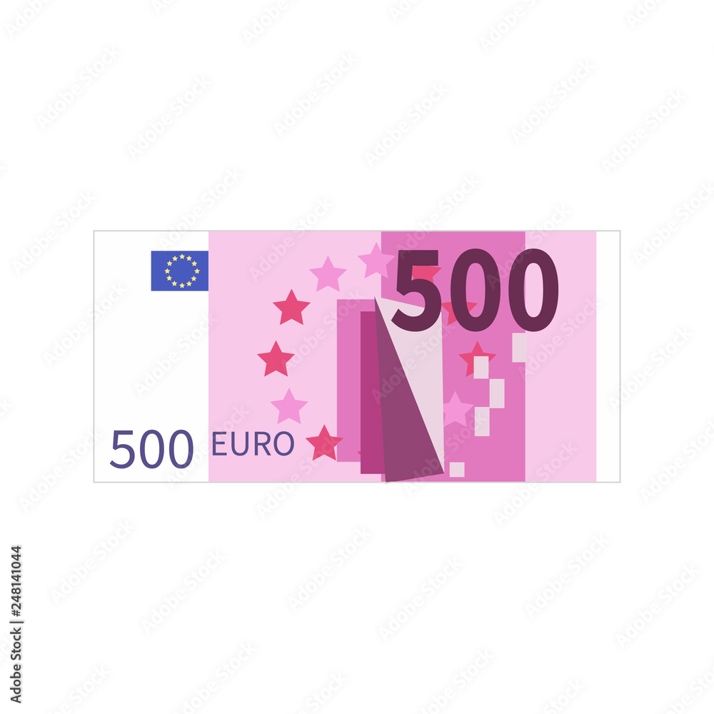 Flat simple five hundred euro banknote on white Flat simple five hundred euro banknote on white