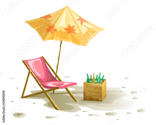 Beach chair and umbrella