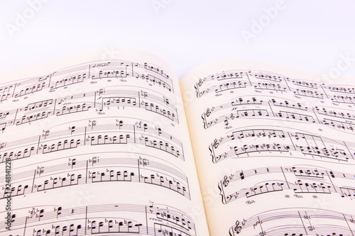 Opened sheet music book