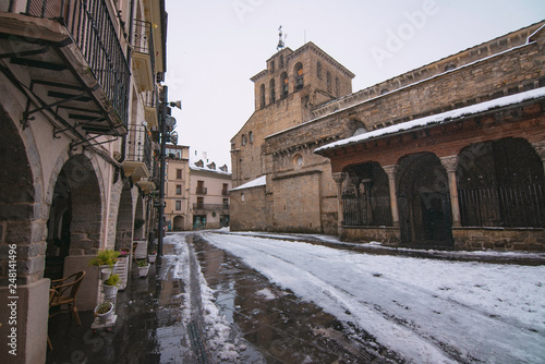 Cathedral of San Pedro de Jaca in winter, Huesca, Aragon, Spain photo