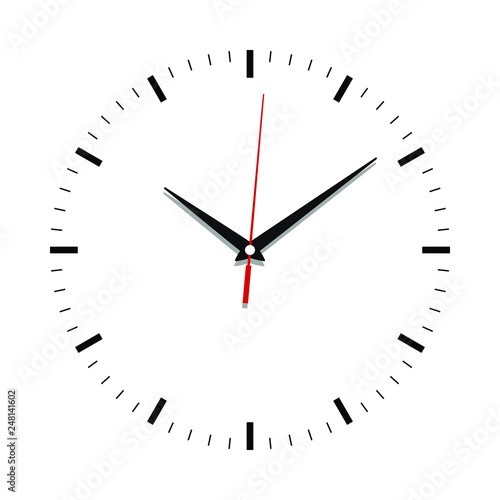 Clock face icon. Symbol watch isolated on white  background. Design template closeup. Vector illustration 