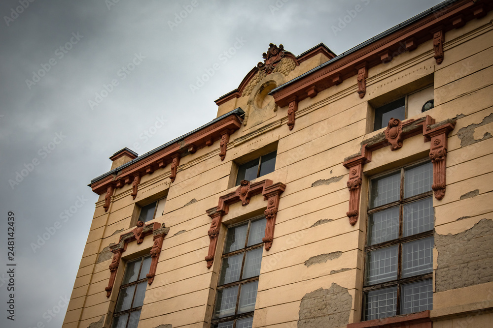 Obraz premium Streets of Negotin, small place in east Serbia. Center of old town. Beautiful cloudy day. Town is known for production of wine.