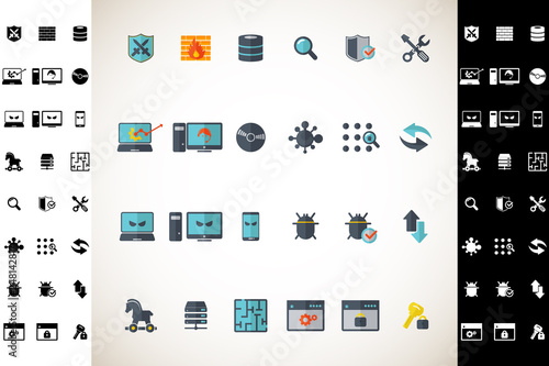 Cyber security icon set 