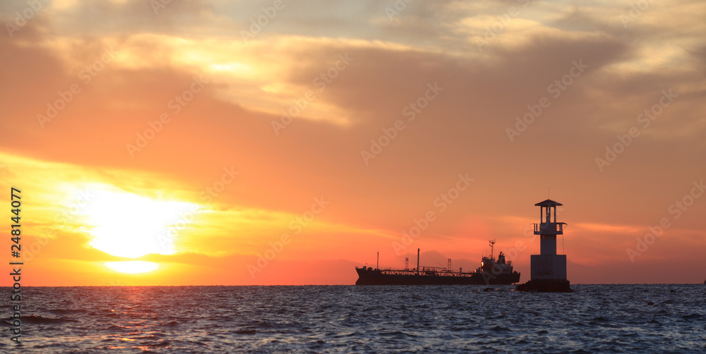 Abstract image of the world logistics, there are ship on sea