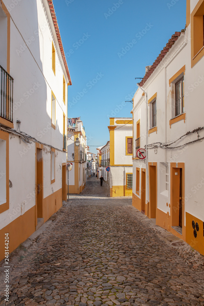 Traditional Portuguese residential Architecture in the city Evora Portugal