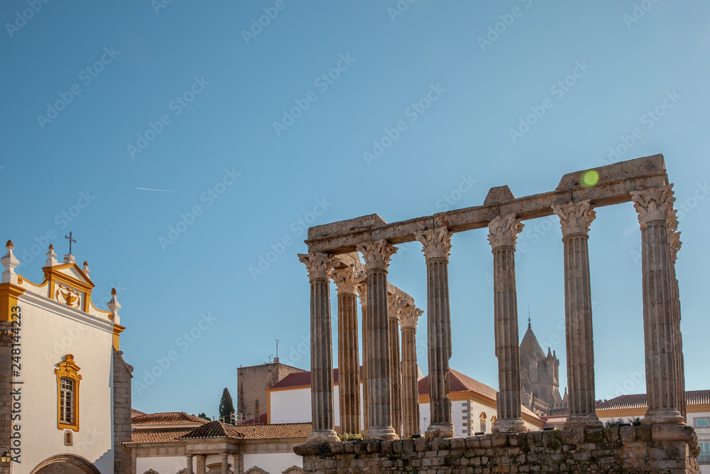 Roman Temple Diana in Evora Portugal Alentejo