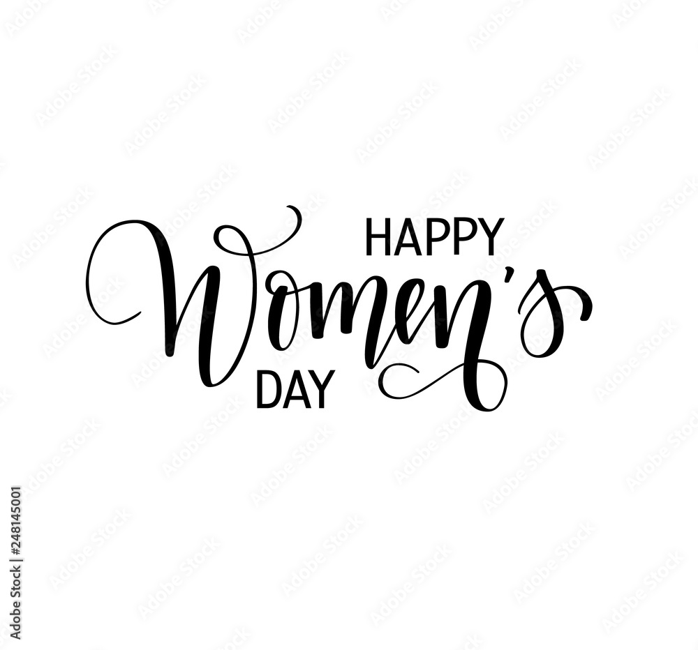 Fototapeta premium Happy international women s day vector calligraphy design
