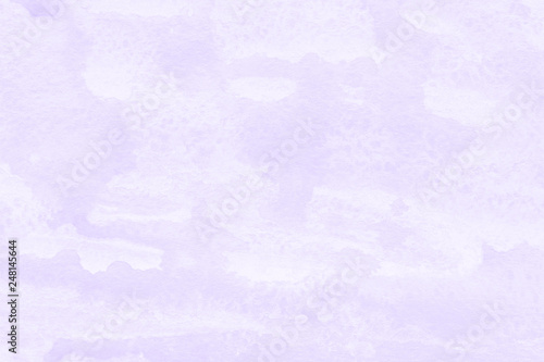 Violet watercolor texture with abstract washes and brush strokes on the white paper background. Digital paper background.