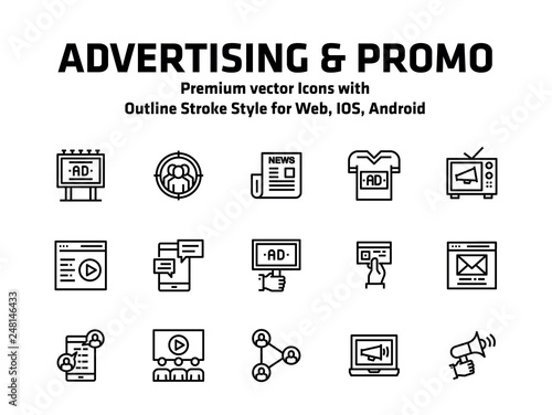 Advertising And Promo Thin Line Icons