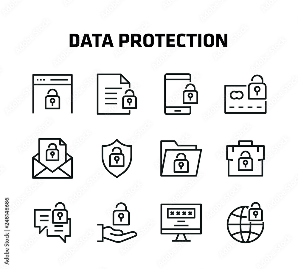 Data Protection Line Icons Data Protection Line Icons