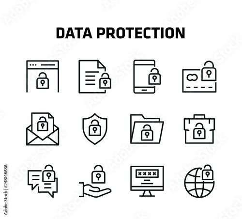 Data Protection Line Icons