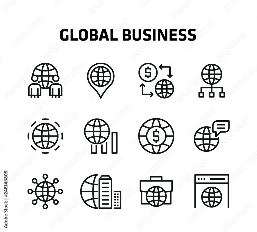Global Business Line Icons Global Business Line Icons