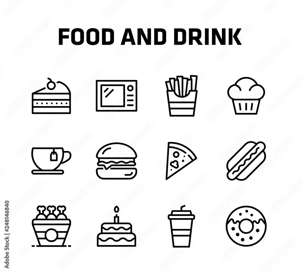 Food And Drink Thin Line Icons