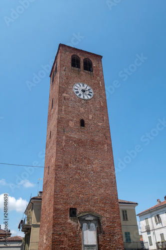 Municipal tower of Crescentino, Piedmont, Italy photo