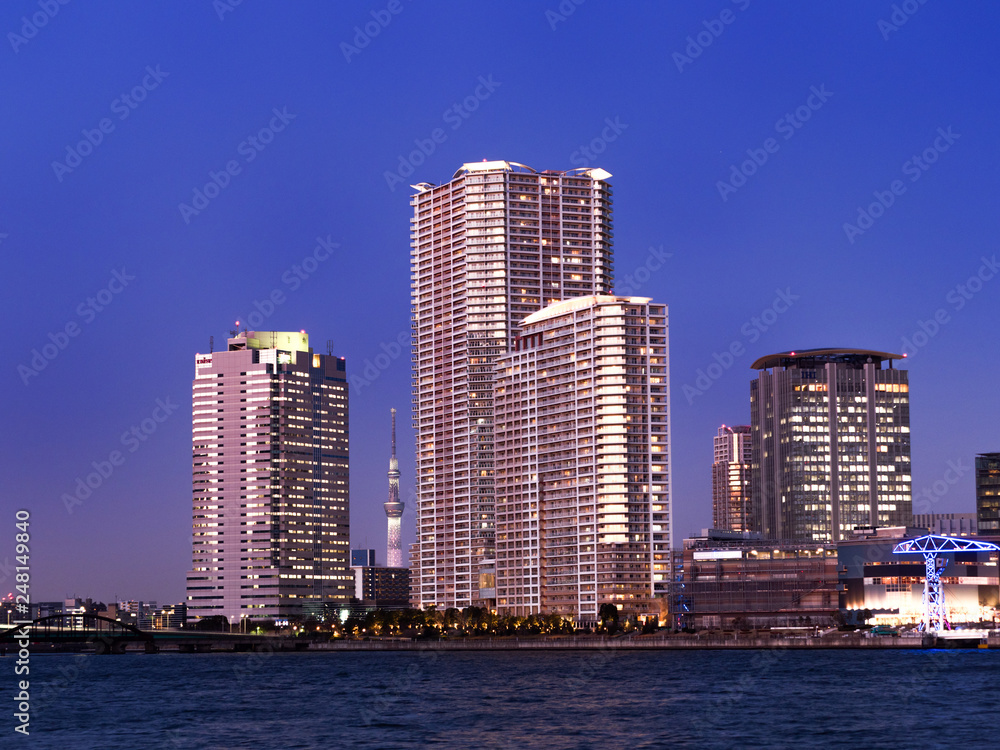 豊洲の高層マンションと東京スカイツリー 豊洲の高層マンションと東京スカイツリー