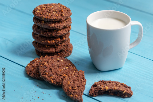 chocolate chip cookies and milk