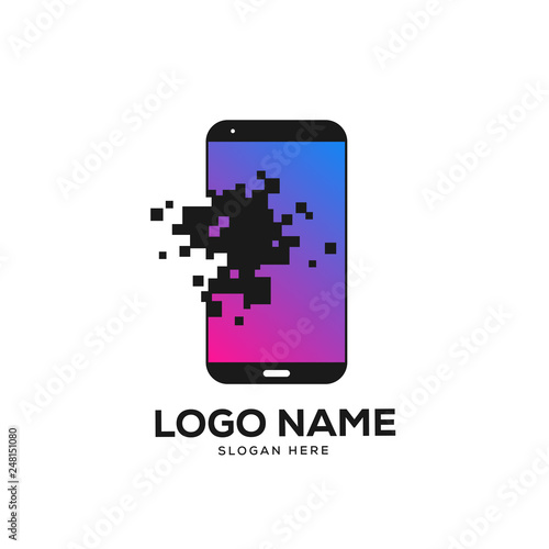 Pixel Phone Logo Designs Concept, Mobile Phone Logo Designs  