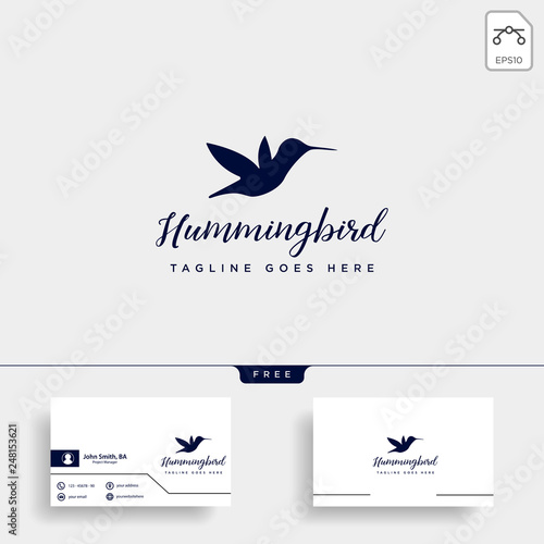 flying humming bird line art logo template vector icon