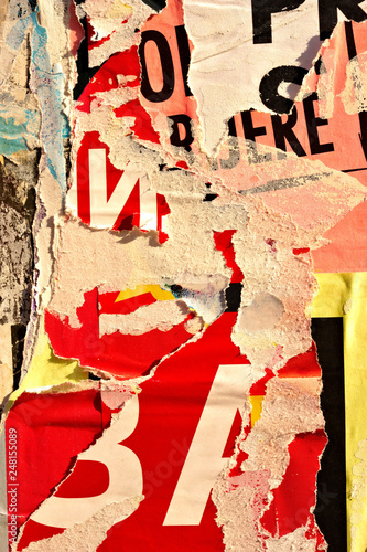 Wallpaper Mural Old grunge ripped torn vintage collage colorful street posters creased crumpled paper surface placard texture background backdrop Torontodigital.ca