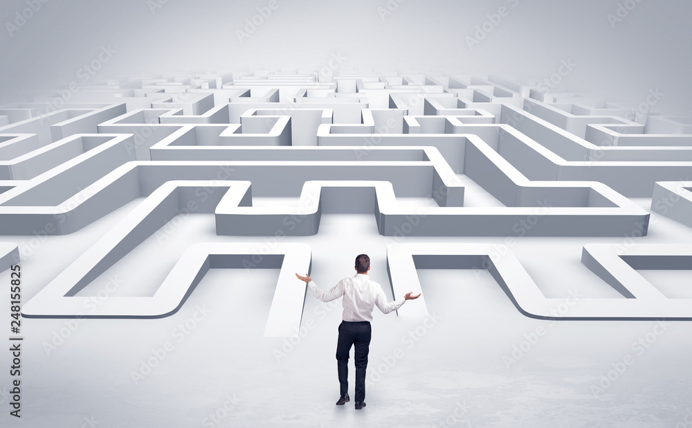 Businessman getting ready to enter a 3D flat labyrinth concept
Businessman getting ready to enter a 3D flat labyrinth concept