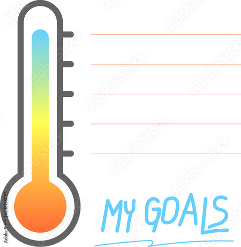 My goals printable with Thermometer sign, Vector Illustration