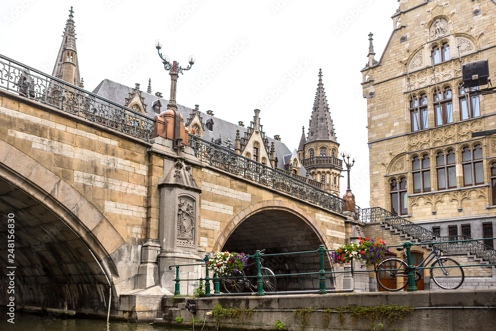Bridge over a canal in Ghent, Belgium