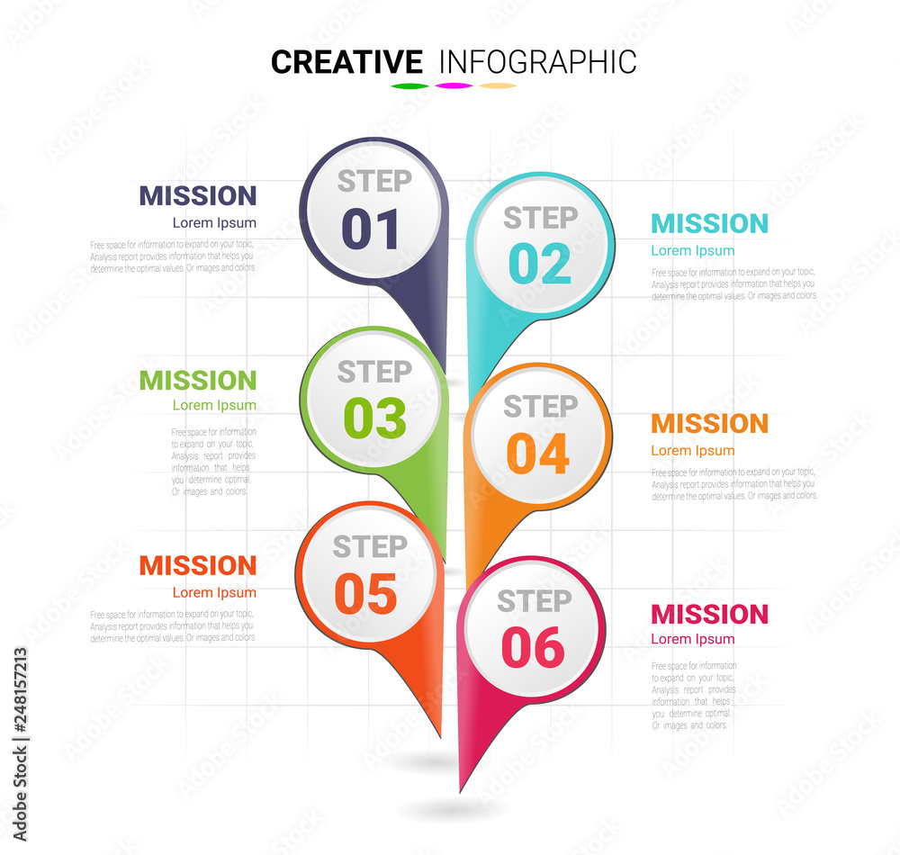 Presentation business infographic template, Abstract infographics number options template with 6 steps. Vector illustration. Presentation business infographic template, Abstract infographics number options template with 6 steps. Vector illustration.
