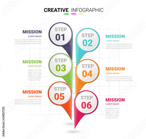 Presentation business infographic template, Abstract infographics number options template with 6 steps. Vector illustration.