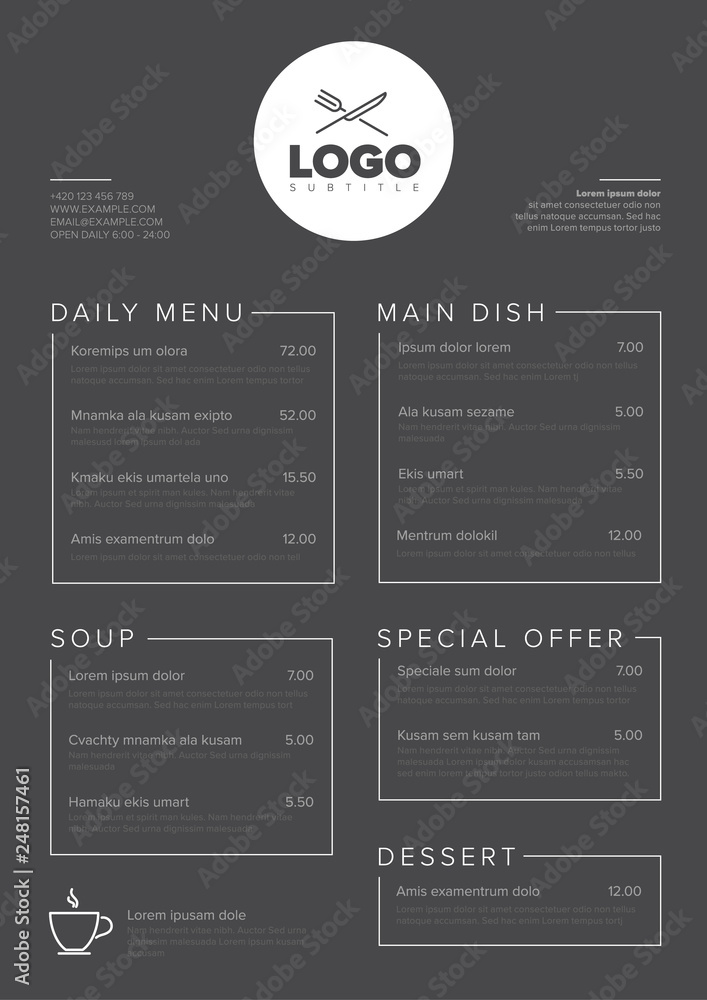 Modern minimalistic restaurant menu template - obrazy, fototapety, plakaty 