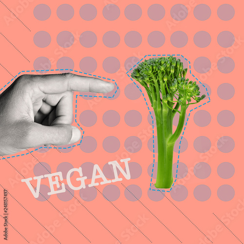 text vegan in a contemporary art collage photo