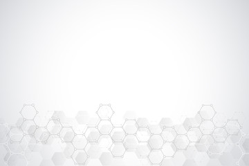 Papier peint photo  Abstract hexagons pattern for medical or scientific and technological modern design. Abstract texture background with molecular structures and chemical engineering.  © ABCDESIGN