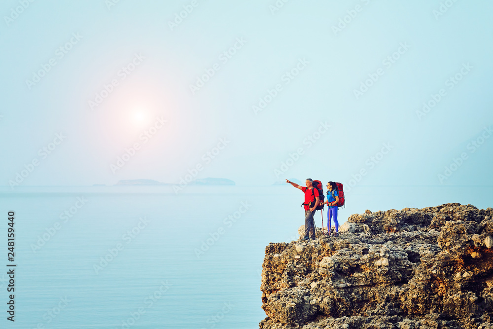 Obraz premium Traveling is a tourist route with a backpack.