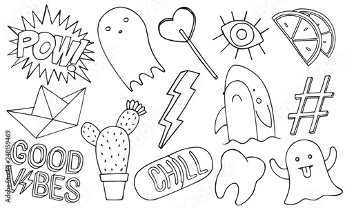 Patch set on white background