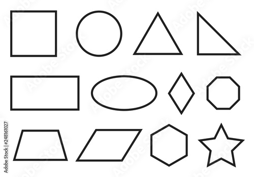 Simple geometry shapes set. Geometric primitives icons.