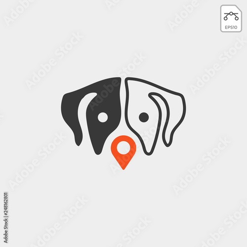 dog pet animal pin location logo template vector icon