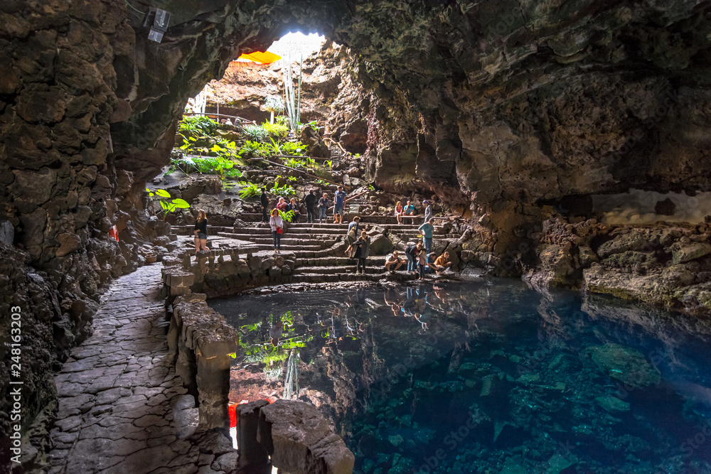 Jameos del Agua,a cave with a lake, one of the most important sightseeing spots of Lanzarote, in Canary Islands