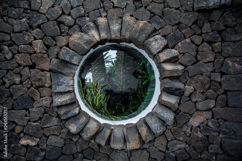 Lanzarote  Spain. Circa February 2019. Details of the architecture of Jameos del Agua a creation of the architect Cesar Manrique