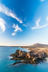 Sierkussen Canarische Eilanden Papagayo strand bij zonsondergang  © elroce