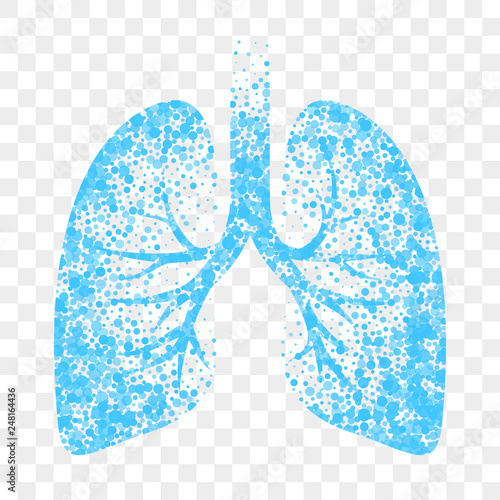 Wet cough vector icon. Blue lungs, cold wet cough remedy and bronchitis mucolytic