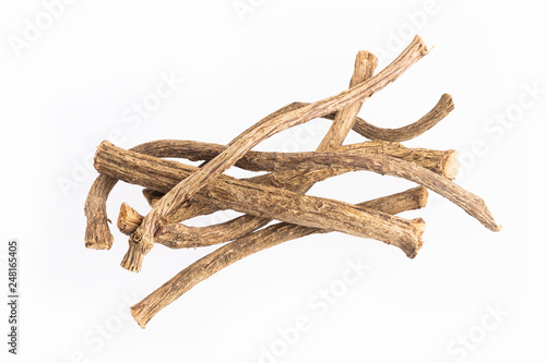 Dried stems of valerian - Valeriana officinalis. Text space